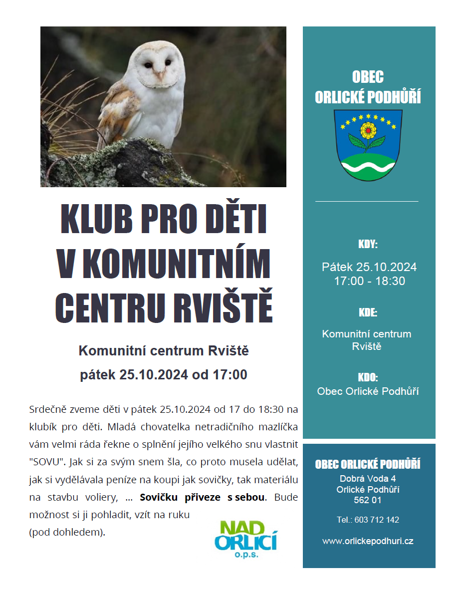 Klub pro děti 25.10.2024 sovička