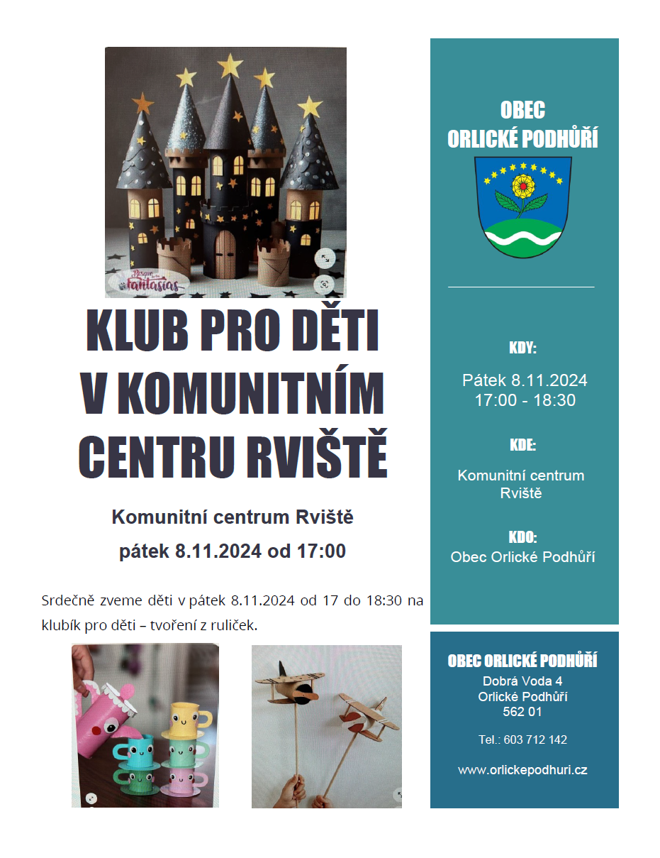 Klub pro děti 8.11.2024 tvoření z ruliček