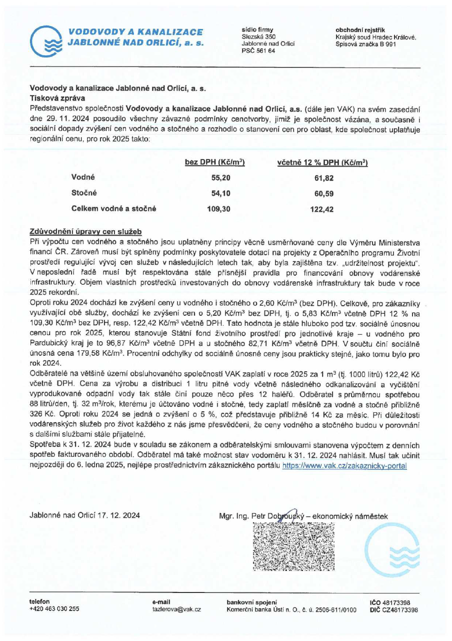 VAK Tisková zpráva pro rok 2025 an