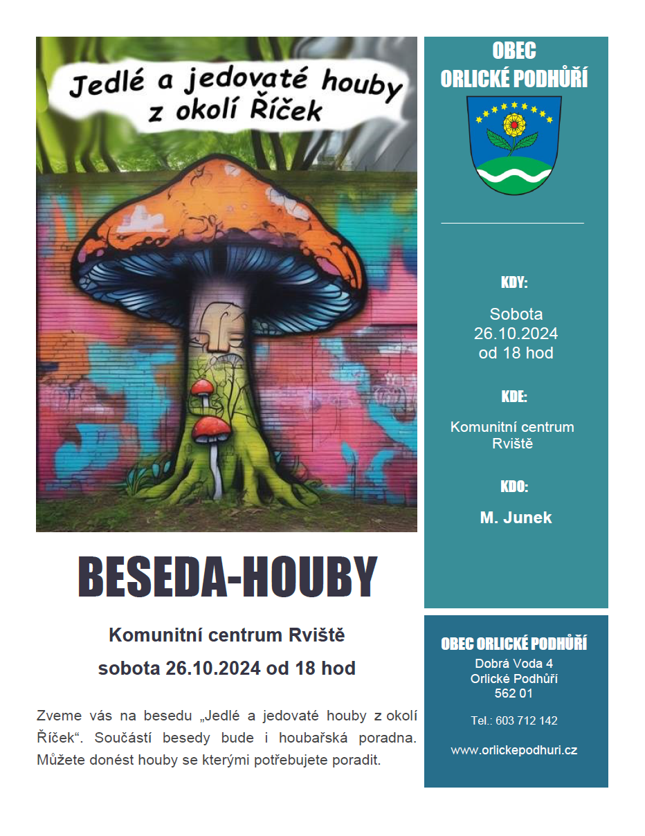 beseda houby 26.10.2024 KC Rviště