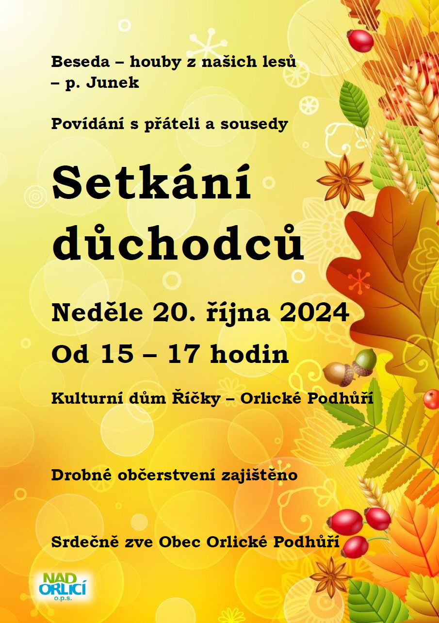 pozvánka setkání důchodců 20.10.2024 KD Říčky