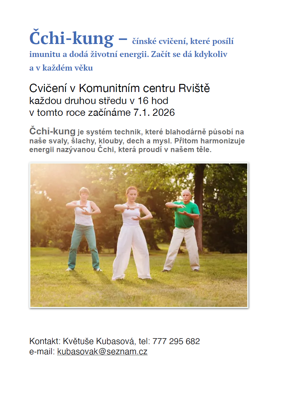 Cvičení KC Rviště paní Kubasová 2026