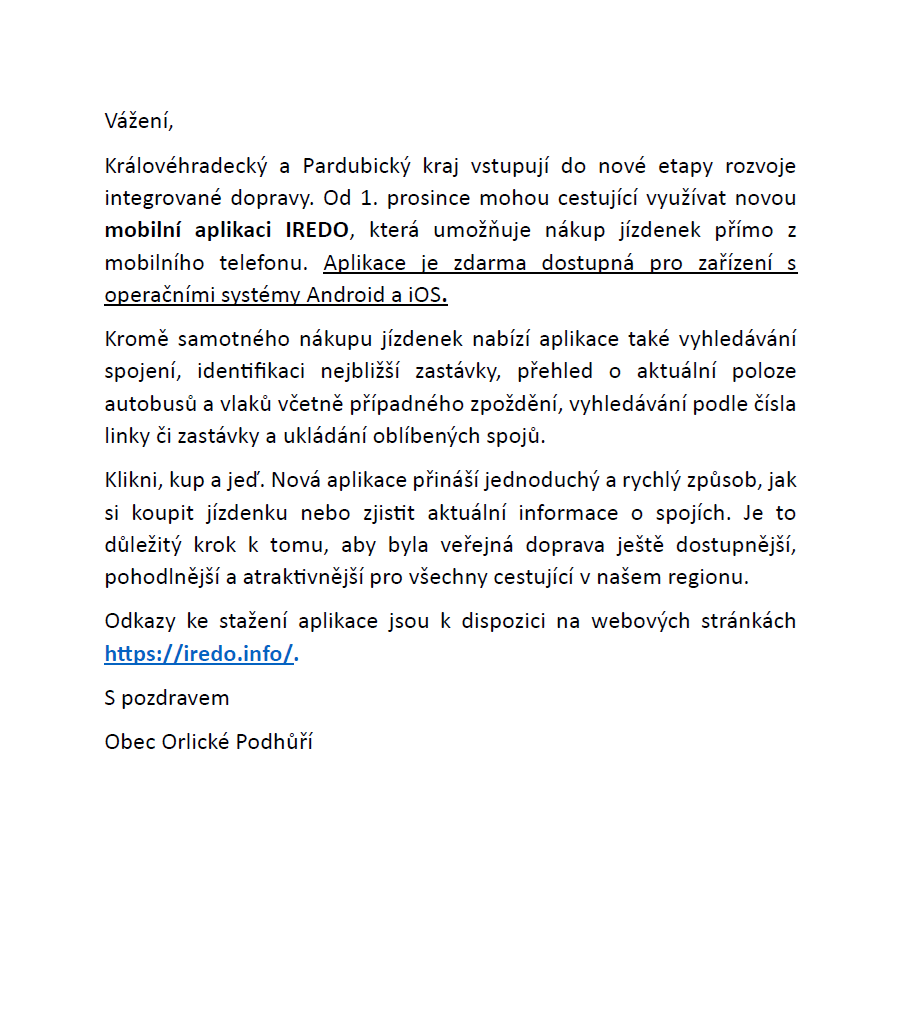 Informace IREDO